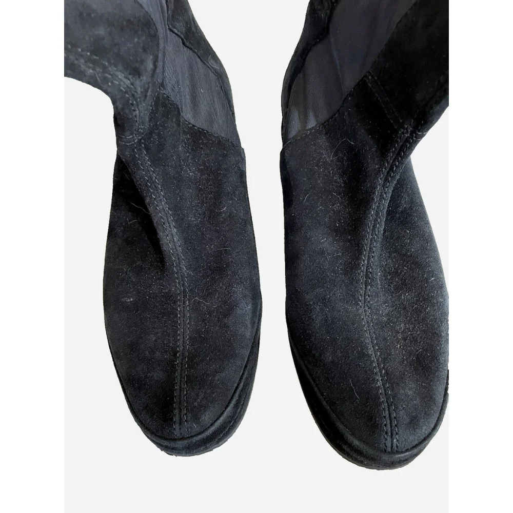 Stephane Kelian Paris Boots Womens 10 Black Tall Suede Stretch Pull-On